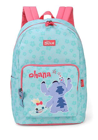 Mochila de Costas Stitch Ohana Turquesa Escolar - Luxcel
