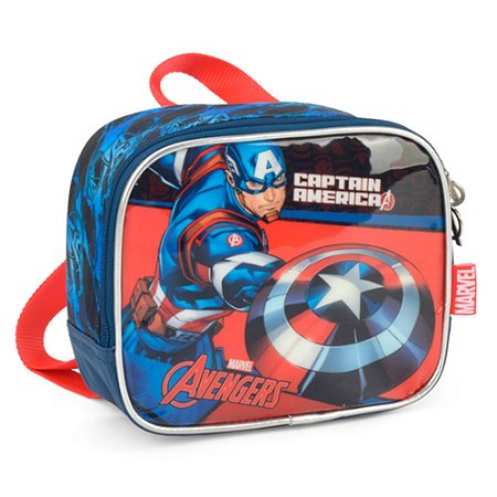 Lancheira Térmica Escolar Capitão América Azul Avengers