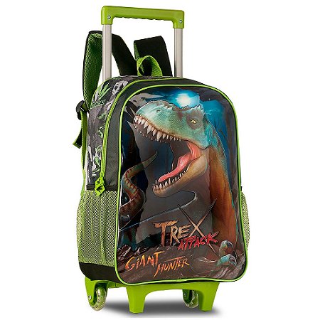 Mochila De Rodinhas T Rex Attack Verde e Azul - Clio