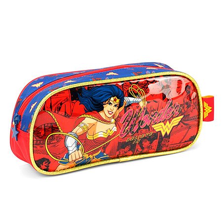 Estojo Escolar Mulher Maravilha Wonder Woman Vermelho