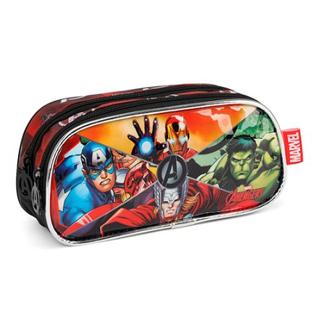 Estojo Duplo Escolar Avengers Vermelho - Luxcel