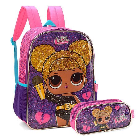 Mochila de Costas LOL Surprise + Estojo Roxo - Luxcel