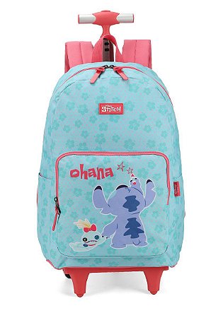 Mochila de Rodinhas Stitch Disney Ohana Turquesa - Luxcel