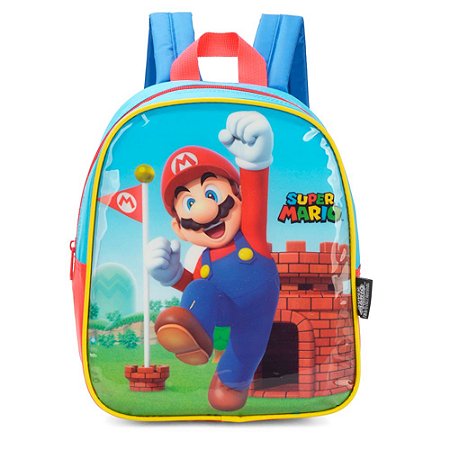 Mochila de Costas Super Mario Bros Vermelho Creche - Luxcel