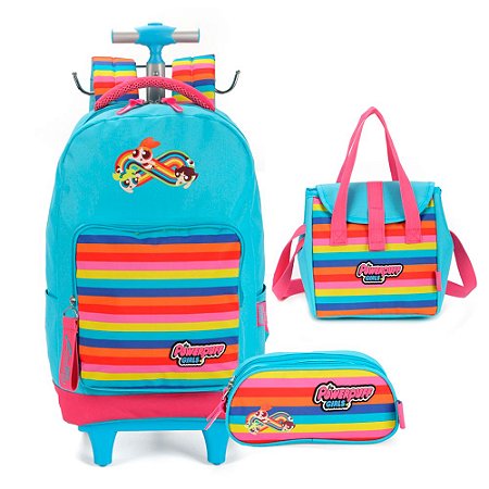 Mochila Roda + Lancheira + Estojo Meninas Super Poderosas AZ