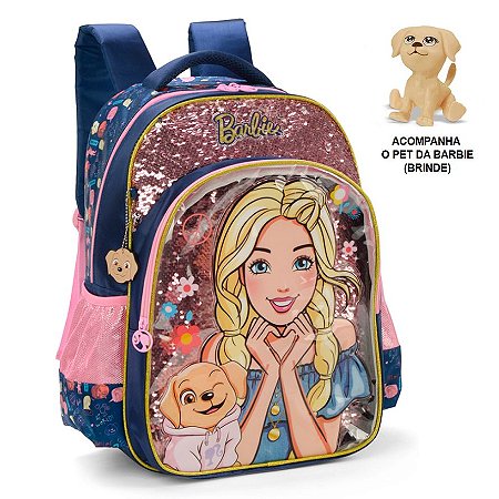 Mochila de Costas Barbie Veteriária + Pet Azul - Luxcel