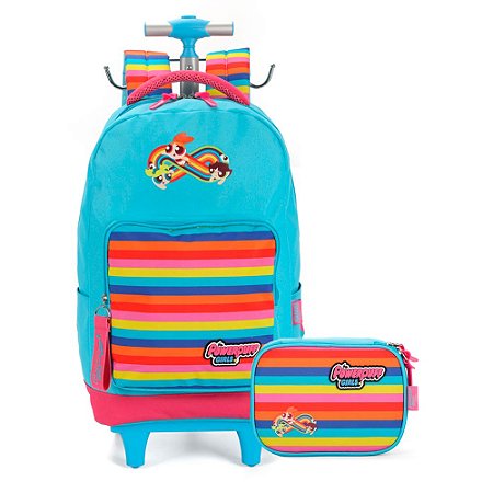 Mochila de Rodinhas + Estojo Box Meninas Super Poderosas AZ