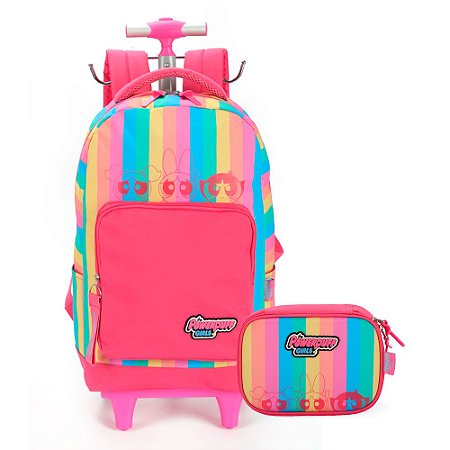 Mochila de Rodinhas + Estojo Box Meninas Super Poderosas PK
