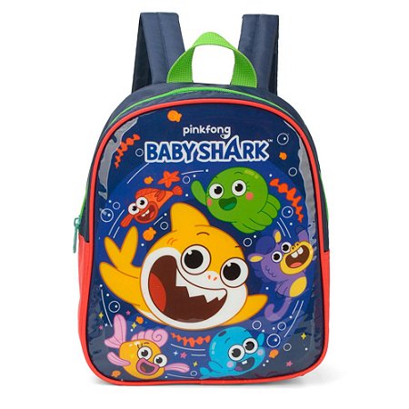 Mochila de Costas Baby Shark Creche Vermelho - Luxcel