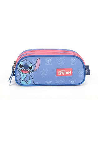 Estojo Duplo Escolar Stitch Ohana Azul - Luxcel
