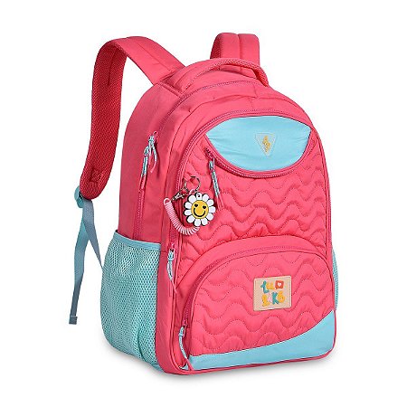 Mochila de Costas Luluca Lulike Soft Rosa 2 Chaveiros - Clio