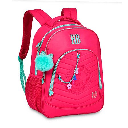 Mochila de Costa RB Pompom e Correntinha Soft Matelassê Rosa