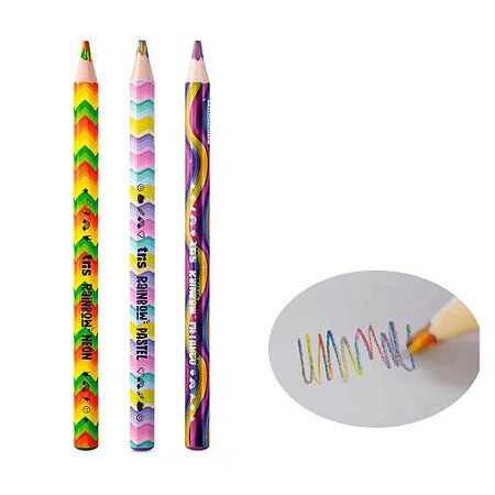 Lápis De Cor Jumbo Rainbow – Mina Multicolorida – Cart C/2 UN - Tris