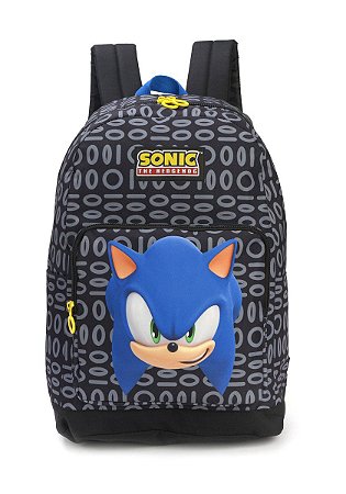 Mochila de Costas Sonic Argolas Preto Escolar - Luxcel