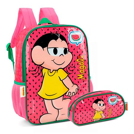 Mochila de Costas + Estojo Magali Melancia Pink  - Luxcel