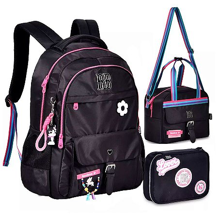 Mochila De Costas Rb Soft Miçanga + Lancheira + Estojo PT