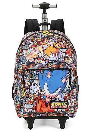 Mochila de Rodinhas Sonic Personagens Laranja - Luxcel