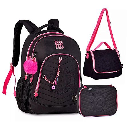Mochila de Costas + Lancheira + Estojo RB Soft Matelassê PT
