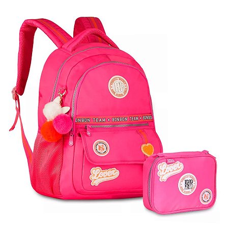 Mochila de Costa + Estojo Box Rebecca Bonbon Rosa Lovers