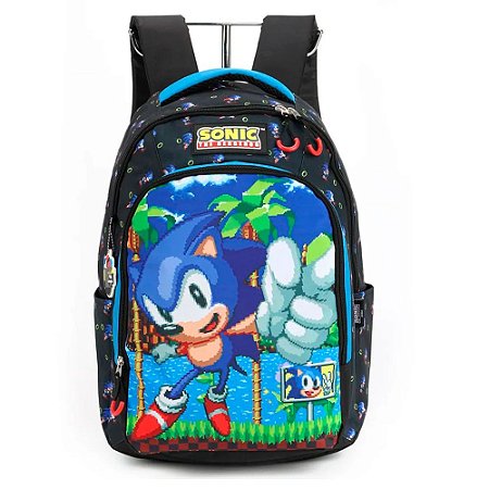 Mochila de Costas Sonic Jogo The Hedgehog Preto - Luxcel