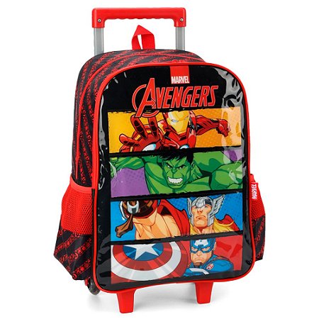 Mochila de Rodinhas Avengers Heróis Vermelho - Luxcel