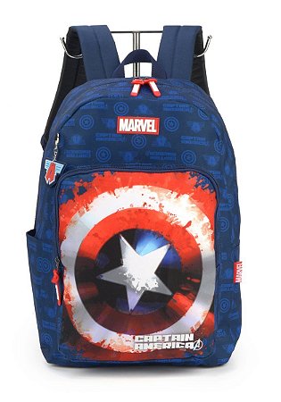 Mochila de Costa Capitão América Escudo Azul Escuro - Luxcel