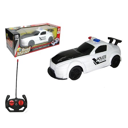 Brinquedo Carrinho Policia c/ Controle Remoto Branco - RM