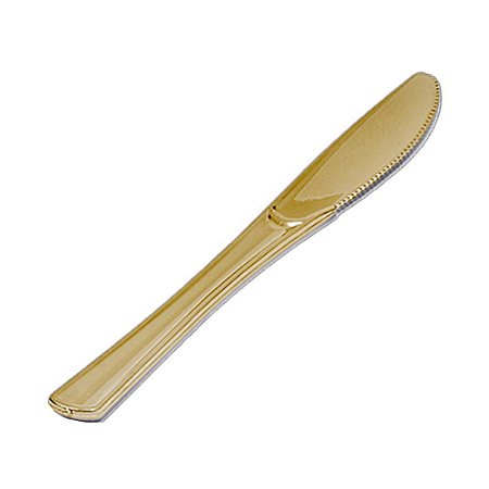 Facas de Refeição Silver Plastic Linha Dourado Premium 8Un