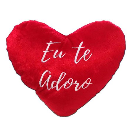 Coração de Pelúcia Eu te adoro 27x29cm Vermelho