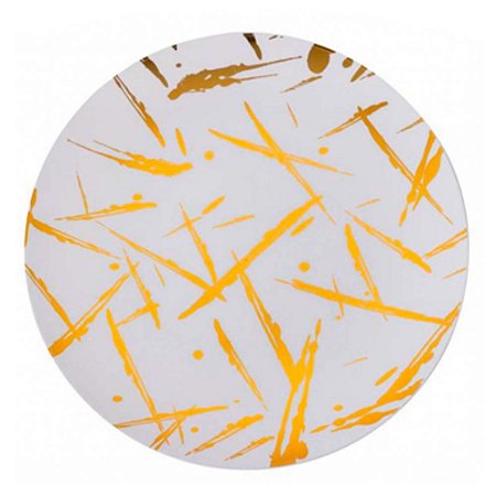 Prato de Refeição Branco c/ Estampa Dourada 26cm 6Un
