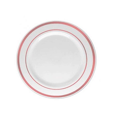 Prato de Sobremesa Branco com Fio Rose 19cm 6Un