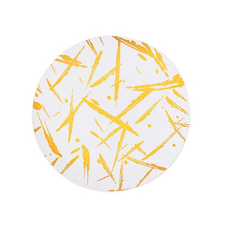 Prato de Sobremesa Branco c/ Estampa Dourada 19cm 6Un