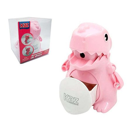 Apontador Manual de Mesa Dinossauro Rosa 13cm - KAZ