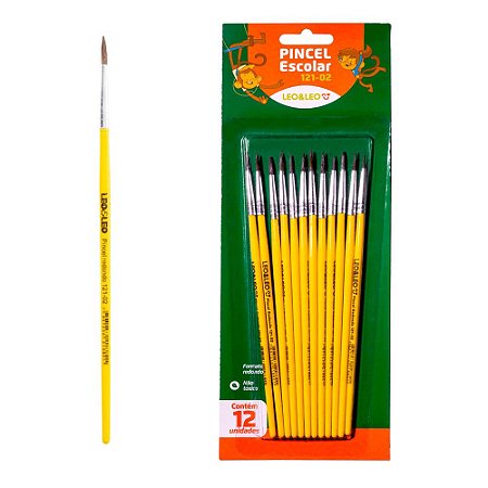 Pincel Redondo Escolar P/ Pinturas Com 12Un 121-02