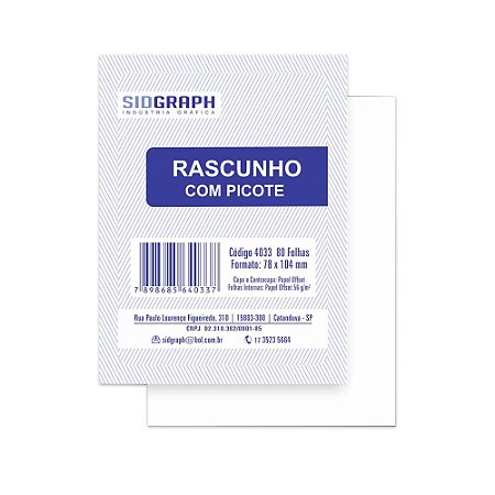 Bloco Rascunho Com Picote 80 Folhas 78x104mm