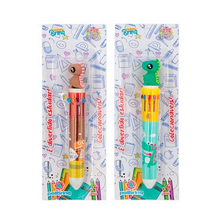 Caneta Multicolorida Dinossauros 10 cores - 1Un