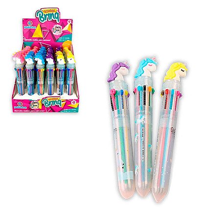 Caneta Multicolorida Unicornio 10 cores - 1Un