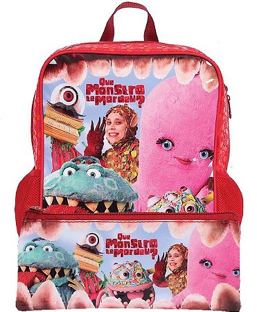 Kit Mochila e Estojo Escolar Que Monstro Te Mordeu
