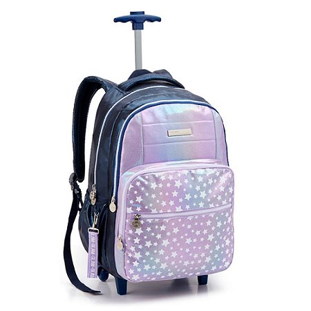 Mochila de Rodinhas Lilás c/ Estrelas AVARIA - Seanite