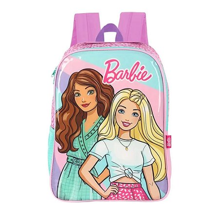 Mochila de Costas Escolar Barbie Rosa e Verde - Luxcel