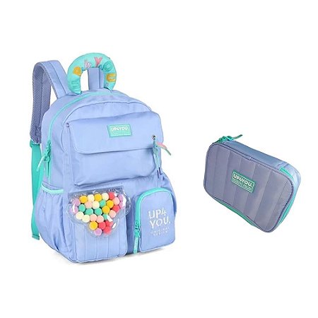 Kit Mochila de Costas + Estojo Box Lilás UP4YOU - LUXCEL