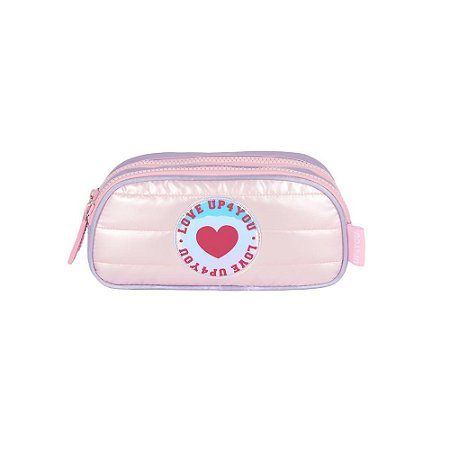Estojo Escolar 2 Divisórias Rosa Up4You - Luxcel