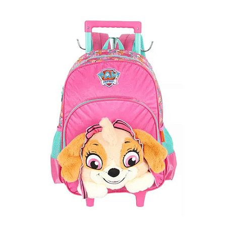 Mochila de Rodinhas Patrulha Canina Skye Rosa - Luxcel