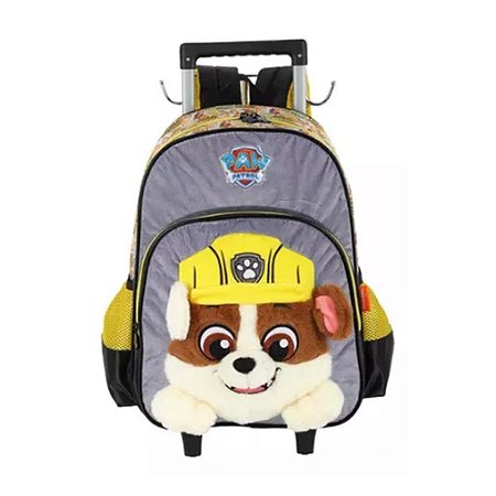 Mochila de Rodinhas Patrulha Canina Rubble Amarelo - Luxcel