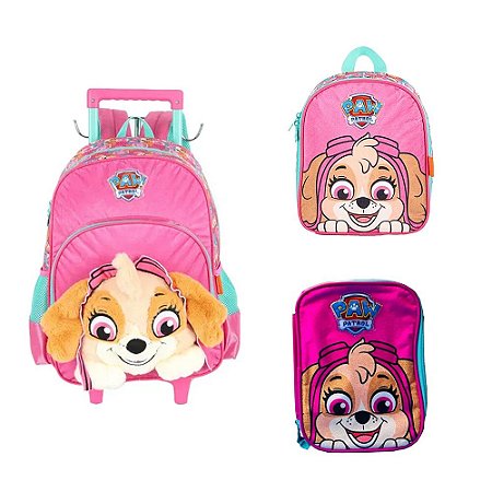 Kit Mochila Rodinhas + Lancheira + Estojo Skye - Luxcel