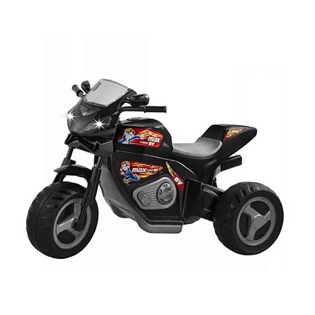 Moto Elétrica Max Turbo Infantil 6v c/ Sons e Luzes - Preta
