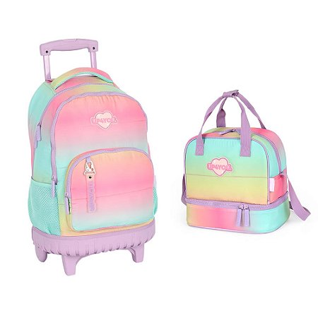 KIT Mochila de Rodinhas + Lancheira Roxo - UP4YOU