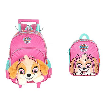 Kit Mochila Rodinhas + Lancheira Skye - Luxcel
