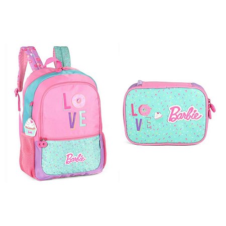 Kit Mochila de Costas + Estojo Box Barbie Love Donuts