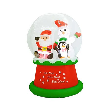 Bola Noel e Amigos Inflável c/ Luz Flocos de Neve Led Natal